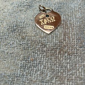 Tiffany & Co X Large Jumbo 1.5” Heart Hart Charm + .20ct Blue VVS1 Diamond